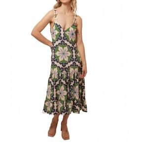 NEW LAVI penelope midi dress in blue/green/blush